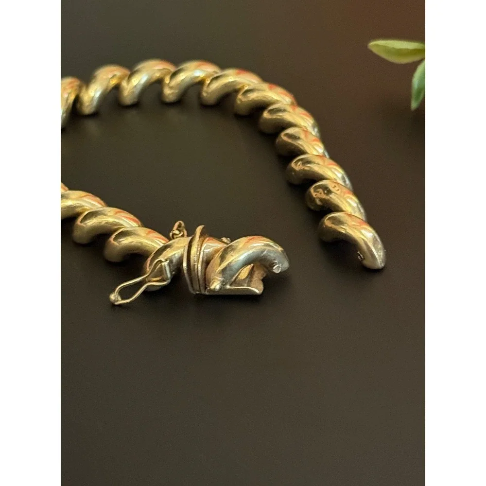 14K Yellow Gold Italian San Marco Link Bracelet 7.5 Inch 24.5g Needs Repair
